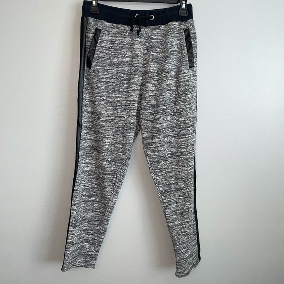 EUC ASOS Marl Lounge Jogger Pants Faux Leather Stripe & Pocket Accent Size 4 - Picture 1 of 8